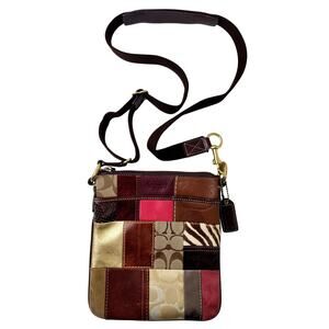 Vintage Y2K Coach Multicolor Patchwork Crossbody Leather Bag